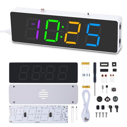 MiOYOOW RGB Digital Clock Soldering Kit with 12H/24H Format for Students - color: Colorful 4 Digit Clock Kit