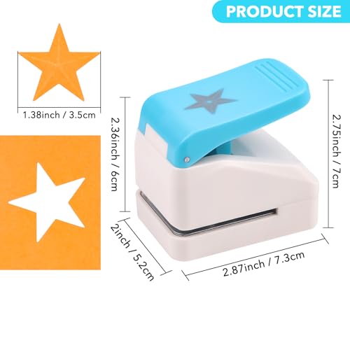 Star Punch | 1.4 inch Star Hole Punch | Portable Lever Action Craft Punches | Paper Puncher for Crafting Scrapbooking and Crafts Projects | Handmade Crafters' Tools for Paper & Cardstock - color: 1 Star