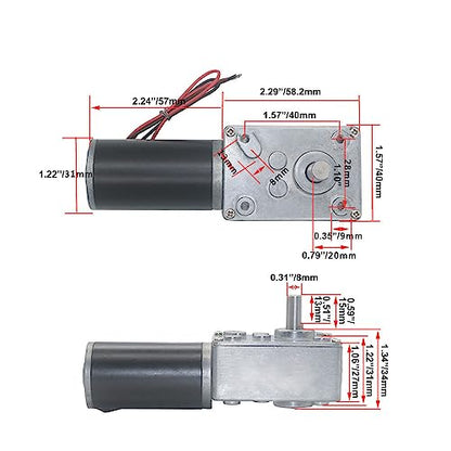 BRINGSMART 12V 60rpm DC Worm Gear Motor Self-Locking Mini Engine Turbine - size: 12V 160rpm