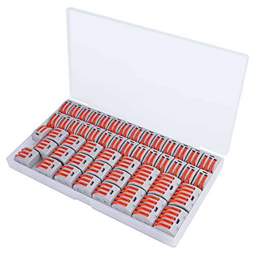 50 PCS Lever Wire Electrical Connectors Nuts Assortment Kit with 28-12 AWG, Multiple Stud2/3/5 Conductor Combination Compact, Electrical Insulated Terminals, Quick Disconnect Splicing - size: 50 PCS
