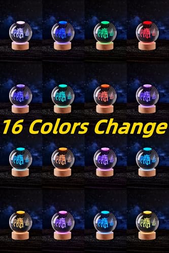 3D Wolves Crystal Ball Lamp with Remote Control, 3.15 inch Wolf Crystal Night Light with Wooden Base 16 Colors Change, Wolf Glass Figurine Lamp Gift for Girls Boys Wife Girlfriend Mom (Wolves) - color: Wolves