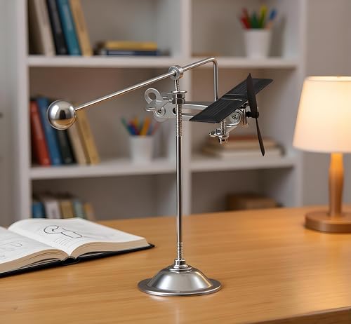 Sunnytech Solar Aircraft Balance Toy Plane Black Propeller Kinetic Art Balancing Decompression Science Home Office Toy for Desk Physics Toy WJ156 - size: 8.67 in (W)* 5.51 in (H)