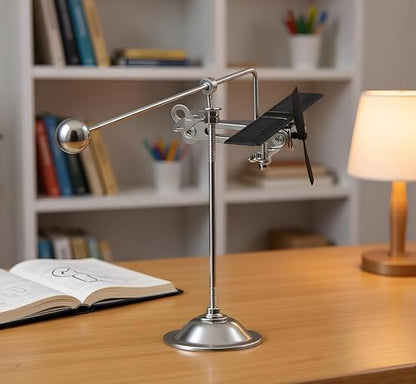 Sunnytech Solar Aircraft Balance Toy Plane Black Propeller Kinetic Art Balancing Decompression Science Home Office Toy for Desk Physics Toy WJ156 - size: 8.67 in (W)* 5.51 in (H)