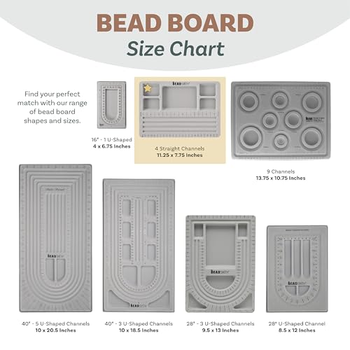 The Beadsmith Mini Bead Board, Grey Flocked - size: 4 Straight Channel w/ Cover