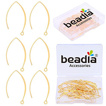 BEADIA 18K Gold Plated Earring Hooks U Shape 15x38mm 20pcs for Jewelry Making Findings - size: U Shape Hooks 15x38mm