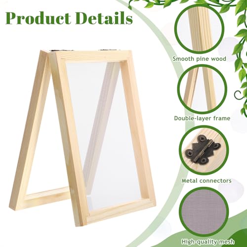2 Pcs Paper Making Screens, Wooden Papermaking Screen Frame Mould 5 x 4 Inch and 5 x 7 Inch Paper-Making Frame for DIY Paper Craft, Dried Flower