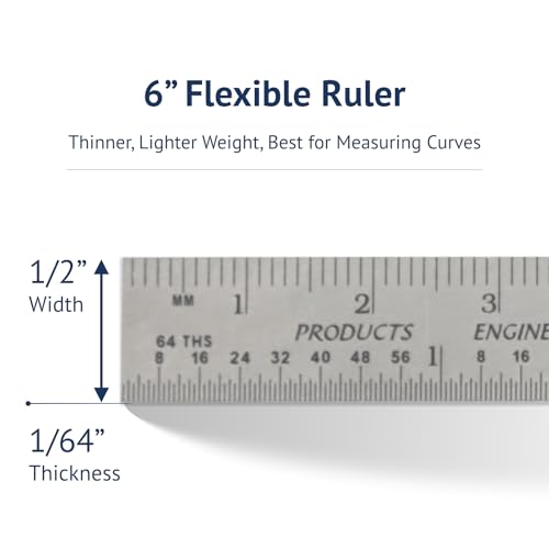 PEC Tools 6" Metal Pocket Rule, Inch & mm, Metric Equivalent Chart on Back - color: Metric Equivalent Chart, size: 1