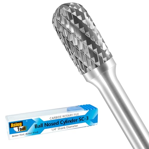 SC-3 Tungsten Carbide Burr Rotary File Cylindrical Ball Nose End Shape Double Cut for Die Grinder Drill Bits 1/4'' Inch Diameter of Shank and 3/8'' Inch Diameter of Cutter 3/4'' Inch Cutter Length - style: SC-3