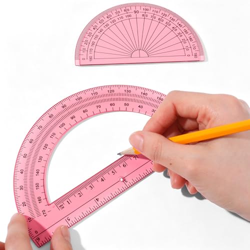 EBOOT 2 Pcs Plastic Protractors - color: Light Pink