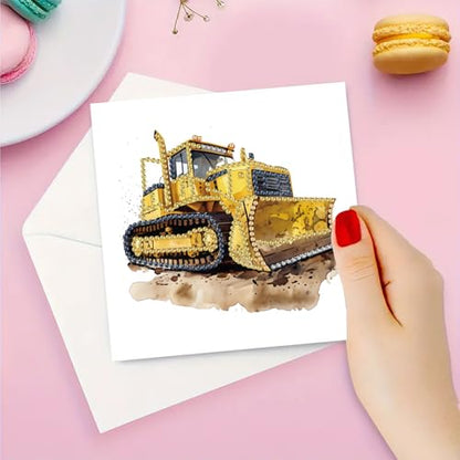 DDGYP DIY Diamond Art Kits for Adults, Greeting Cards for Holiday Birthday - color: Excavator