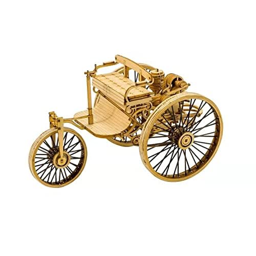 Viloga 3D Wooden Puzzle - Laser Cutting Vehicle Model Building Kit for Adults - The First Car in The World - Assembly Vintage Wood Model Car Gifts for Men & Teens