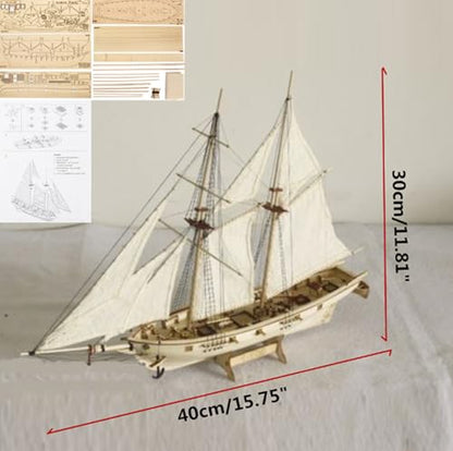 Avtytsda 1/100 Scale DIY Hobby Wooden Ship Science Equipmen Assembly Model Boat Kits Sailing Boat Kit Ship Craft Laser-Cut Model Kits to Build - size: 1/100