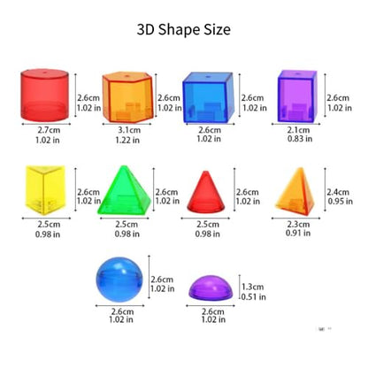 Math Task Boxes Set of 5 Math Manipulatives Themes 230+ Pieces of Number Rods, Base Ten Blocks, Ten Frame Disc Counters, Place Value Blocks, 0-9 Numbers, 3D Shapes, Activity Cards (3D Shapes) - color: 3d Shapes