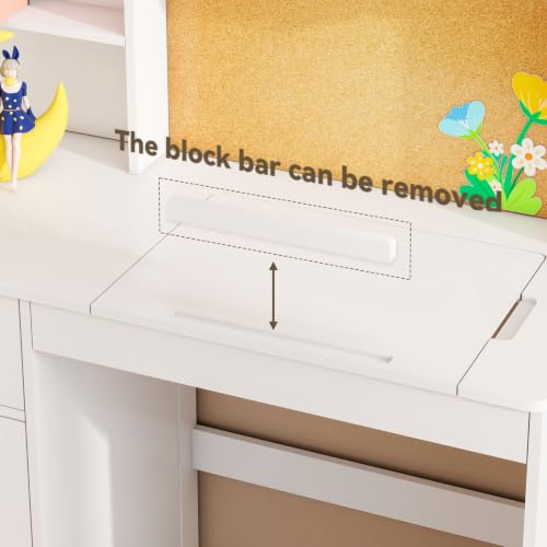 Kids Desk and Chair Set with 0-105° Tiltable Desktop for Ages 5-12, White - color: White, size: with Lift Up Hinge