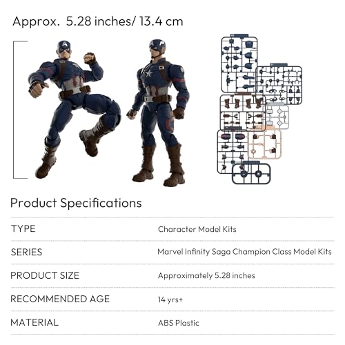 Blokees - Champion Class - Marvel Infinity Saga – Captain America CC03 Model Kit - Assembly Required - No Tools - No Cutting - No Glue - No Paint - Age 14+