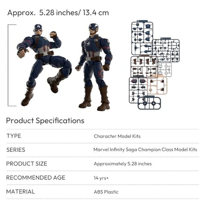 Blokees - Champion Class - Marvel Infinity Saga – Captain America CC03 Model Kit - Assembly Required - No Tools - No Cutting - No Glue - No Paint - Age 14+