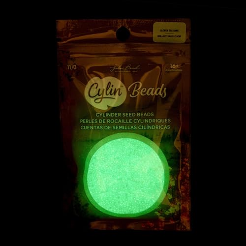 John Bead 25g Cylin Beads Green Glow in Dark AB 11/0 Glass Cylindrical Seed Beads for Jewelry Bracelets Necklaces Earrings Making Embroidery - color: Green Glow in Dark AB