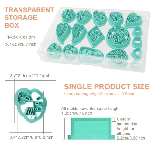 17Pcs Monstera Leaves Polymer Clay Cutters Tropical Leaf Polymer Cutter for Clay Earrings Making Festival Jewelry DIY - color: Monstera Leaves