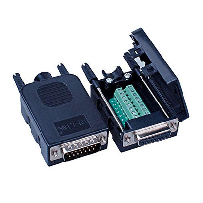 2PCS DB15 Solderless Serial to 15 pin Terminal Male Female Adapter - style: Male+Female