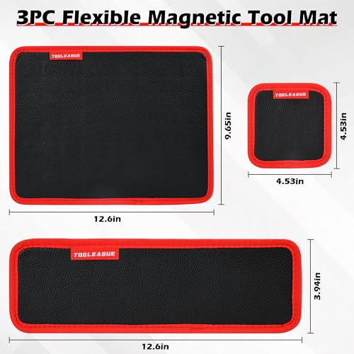 TOOLEAGUE 3Pcs Magnetic Tool Mat with 25Lb Telescoping Magnetic Pickup Pen - size: 3Pcs Magnetic Mats with Pickup Tool