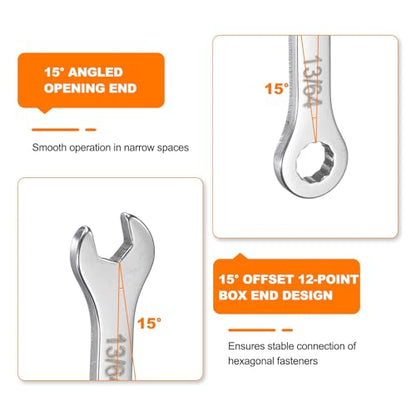 HARFINGTON 13/64" Thin Combination Wrench Stainless Steel Spanner - size: 13/64"