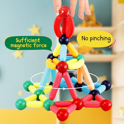 64PCS Magnetic Building Blocks, Montessori Magnet Toys for Kids Ages 3+, STEM Learning Toys for Boys and Girls, Creativity Kids Game
