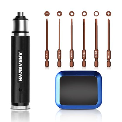 9Pcs RC Car Tool Kit 6 in 1 Hex Screwdriver Set with Tray,Cross Wrench - color: Black With Brown Bits