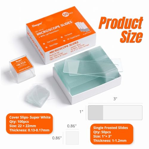 Microscope Slides and Covers, 50 Optical Float Glass Slides+100 Coverslips