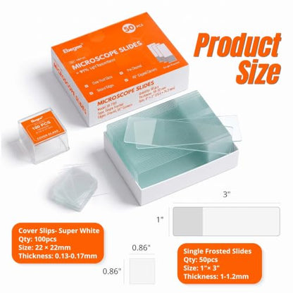 Microscope Slides and Covers, 50 Optical Float Glass Slides+100 Coverslips