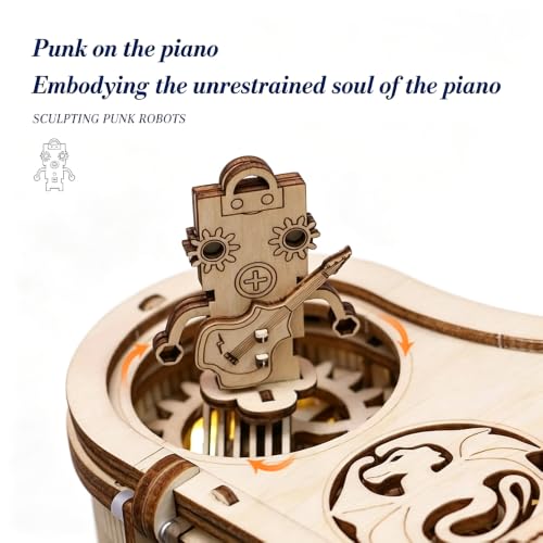 3D Wooden Puzzle Music Box for Adults, Mechanical Violin Model Kit, DIY Wood Craft Building Set, Romantic Hobby Gift for Men Women