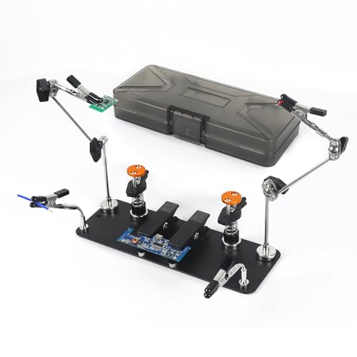 Magnetic Helping Hands Clamp Metal, Adjustable Third Hand Soldering Holder Stand For Small Electronics, Hobby DIY Craft,PCB Repair, Precise Work, Exclusive Dual-Head Ultra-Grip - color: Yellowblack, size: long