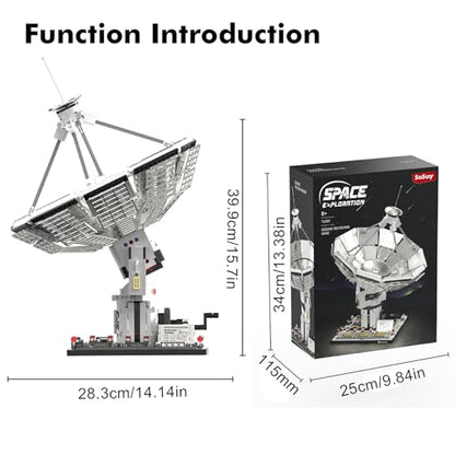 Sosuy Space Exploration Radio Telescope Building Blocks Set, STEM Toys for Boys 8+, Satellite Communication Base Model, Space-Themed Kit for Kids Adult Teens Girls Display - style: Space Array