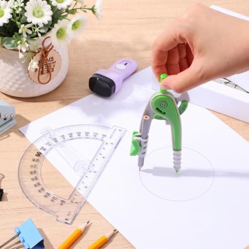 Zonon 2 Pcs Protractor and Compass Set, Swing Arm Protractor, Green Clear - color: Green and Clear