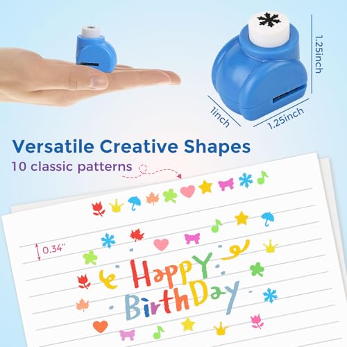 LOVEINUSA 10Pack Shape Paper Hole Punch Craft Set, Scrapbook Supplies - style: multicolored
