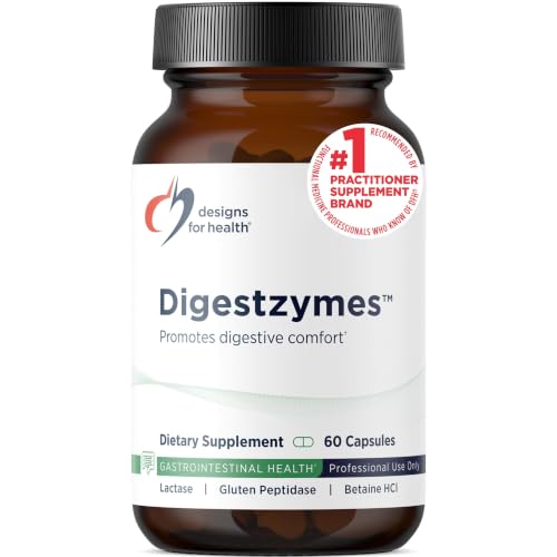 Designs for Health Digestzymes - Digestive Enzymes + Betaine Hydrochloride for Gas & Bloating Relief - Pepsin, Ox Bile, Lactase Enzyme & Lipase Enzymes for Digestion (60 Capsules) - size: 60 Count (Pack of 1)