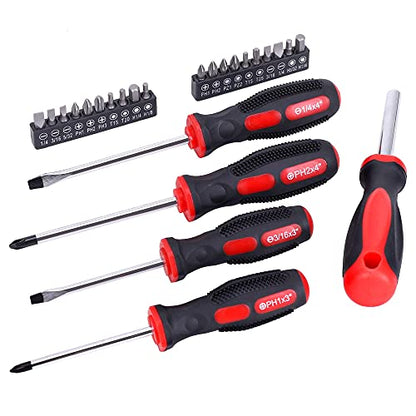 FASTPRO 215-Piece Home Repairing Tool Set with 12-Inch Bag, Red - color: Red