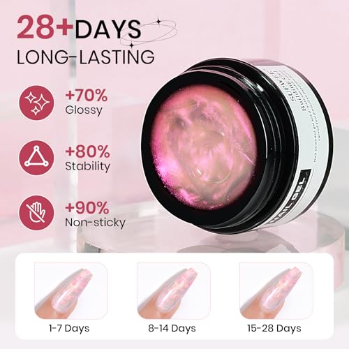 Nail Extension Gel Solid Builder Gel for Nails 3D Sculpture Gel - color: Clear&Pink Aurora