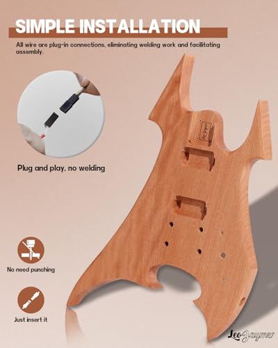 Leo Jaymz DIY Electric Guitar Kits with Mahogany Body and Maple Neck - Laurel Wood Fingerboard and All Components Included (BC)