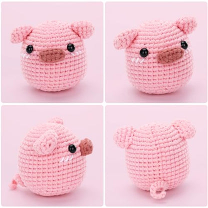 CrochetBox Pig Complete Crochet Kit for Beginners, Easy Craft for Adults - color: Pig