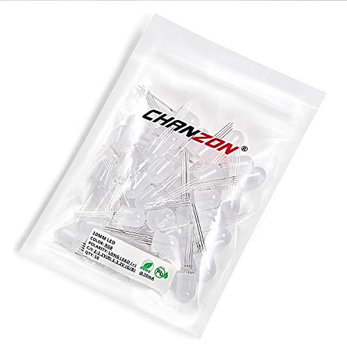 CHANZON 50 pcs 10mm RGB Multicolor Diffused LED Diode Lights Common Anode - color: J) Rgb (Common Anode) (50pcs)