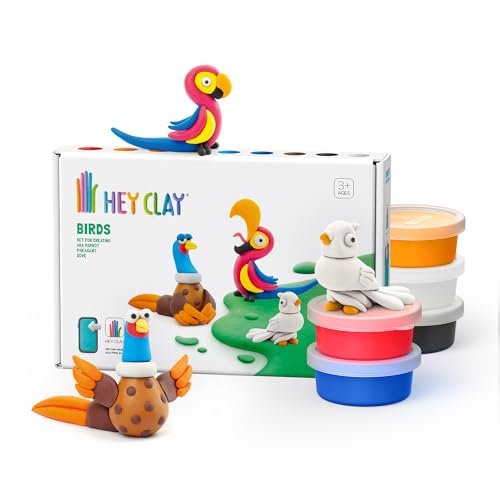 HEY CLAY Colorful Air Dry Clay Kit for Kids Modeling Gift Age 3+ (6 cans) - color: Birds: Pheasant, Ara Parrot, Dove
