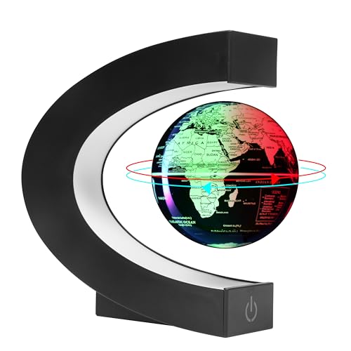 Magnetic Levitation Floating Rotating World globe for children With Colored Lamp And Touch Switch For Men Boss Cool home/Office Decor unique Gifts Or Kids Desk Tech accessories Gadget teenage Toys - color: Black Glow Color-Changing