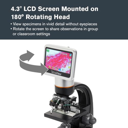 Celestron TetraView LCD Digital Microscope with 180° Swivel Screen - style: TetraView LCD Digital Micro