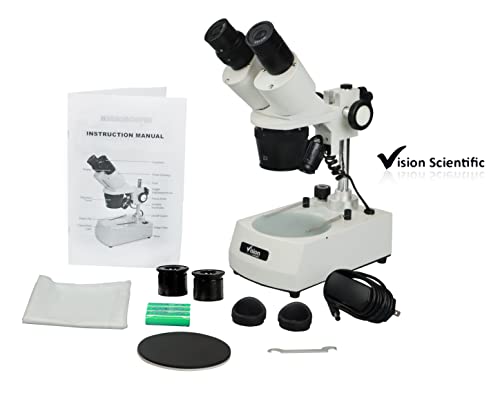 VMS0002-RC-13-ES2 Binocular Stereo Microscope, WF10x and WF20x Eyepieces, 1x and 3X Objectives, 10x, 20x, 30x and 60x Magnification, Rechargeable Battery - style: 1x&3x Objective, WF20x Eyepieces, with Rechargeable Battery