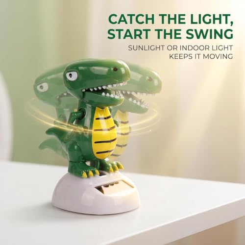 Green Cute Solar Powered Dancing Dinosaur,Decoration Gift,Swinging Dancer, No Battery Required,Desk and Dashboard Decor Home Decor Birthday Gifts Solar Power Kits