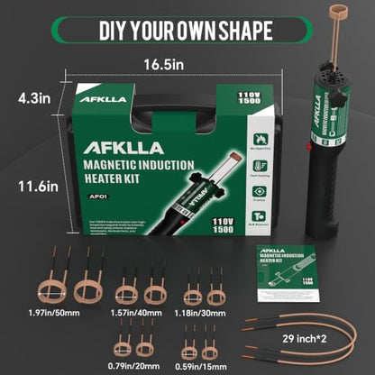 Induction Heater Bolt Removal, 1500W 110V Magnetic Heat Induction Tool with 12 Coils, Bolts Heating Kit for Rusty Screw, Nuts, Bearings Removal - Toolbox Incl, Black - color: 12Coils-Black