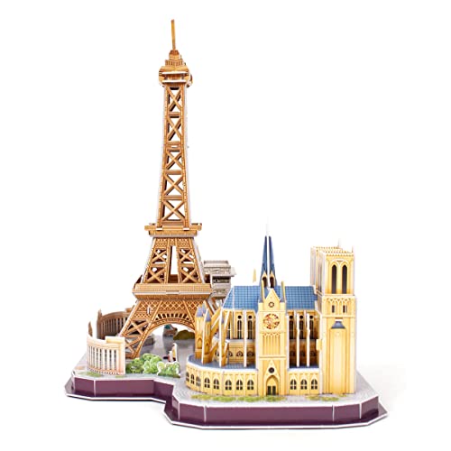 Revell Paris Skyline 3D Puzzles for Adults and Kids Ages 10 Years and up Arts Crafts Building - Eiffel Tower, Notre Dame, Louvre, Arc de Triomphe - 114 Pieces