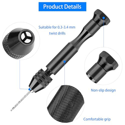 36Pcs Pin Vise Hand Drill Set, Mini Micro Drill Bits for Crafts