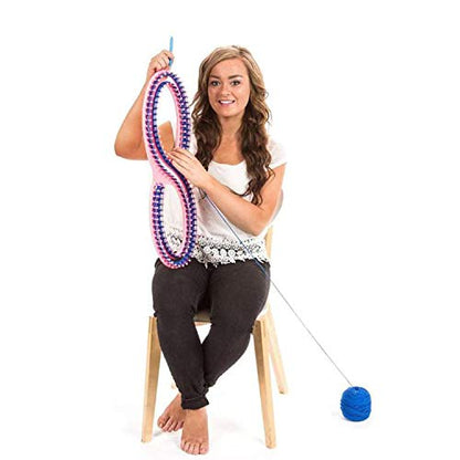 WAYION 55" Afphgan Serenity Loom Knitting Board Weave Loom Kit with Step by Step Instructions Great for the Experienced Loom Knitter(Blue/Pink) (Blue) - color: Blue