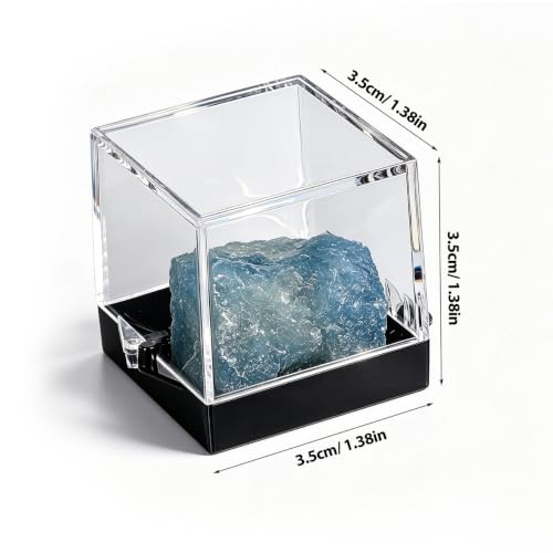 Healvian 12Pcs Clear Specimen Display Cases 1.37 X 1.37 X 1.37 in Acrylic Mineral Specimen Box Storage Cases with Lids for Rocks Crystals Small Samples Collectibles